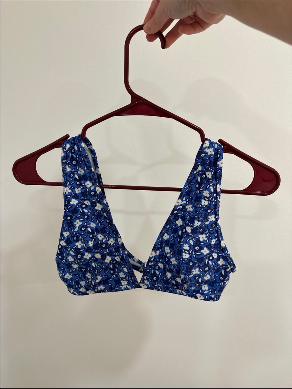aerie Blue Floral Triangle Bikini Top